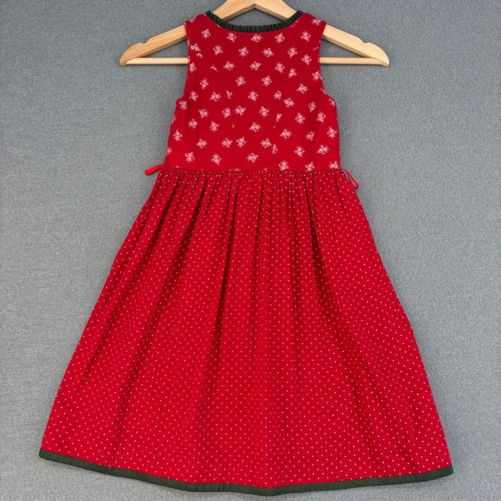 Christine Zeder Kids Red Polka Dot Floral Trachten Dirndl Dress 116 5 Folk Dot